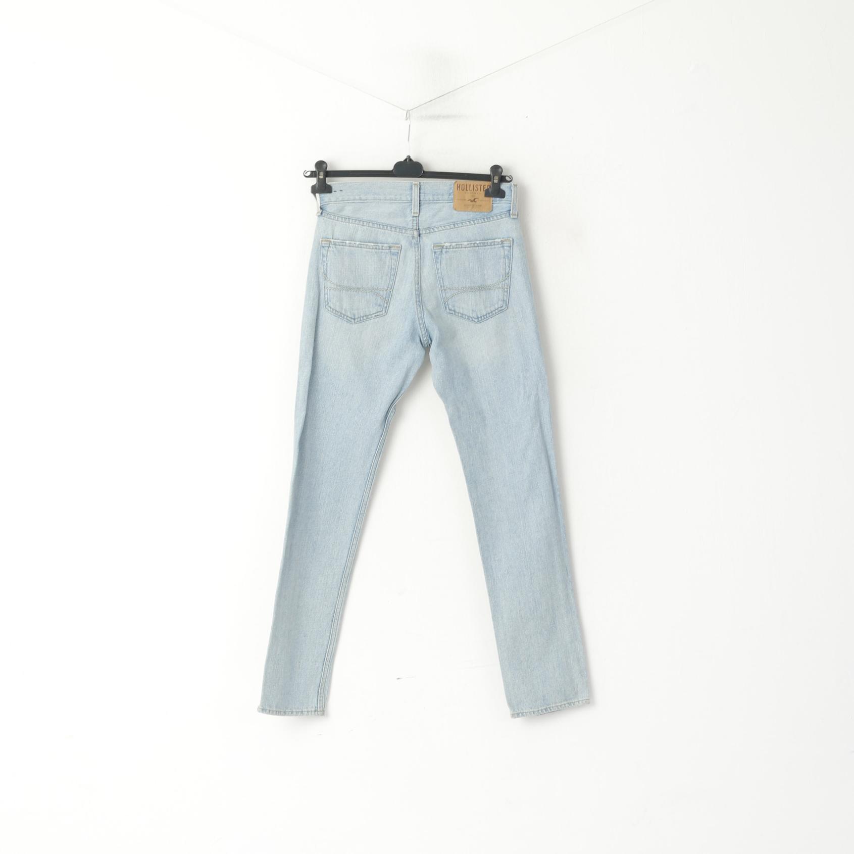 Pantaloni Hollister Donna 28 Jeans Pantaloni skinny a gamba dritta in denim di cotone azzurro