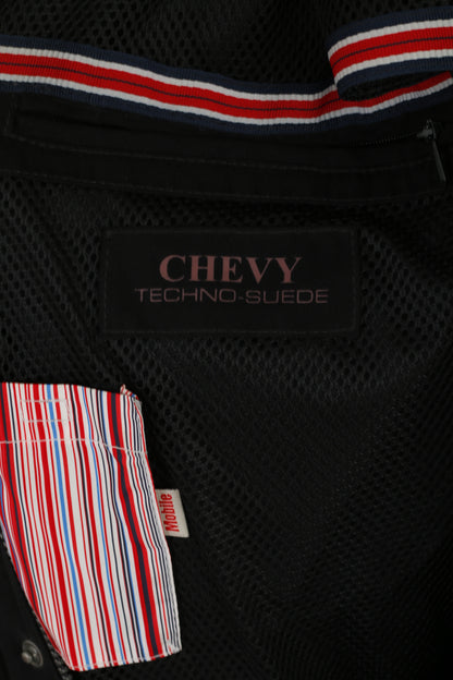 Chevy U.S.A Men 56 XL Jacket Black Techno Suede Detroit Racing Zip Up Top