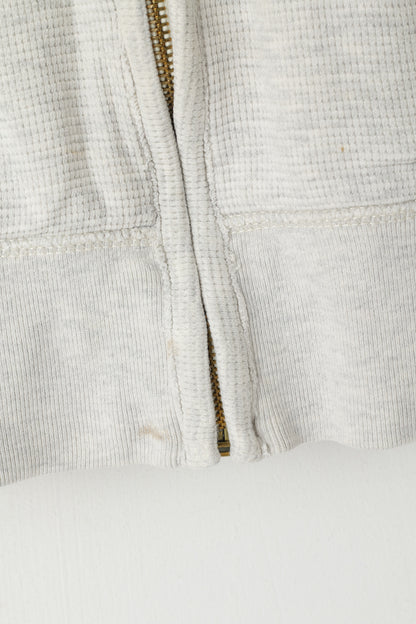 Hollister California Sweat-shirt à capuche en coton gris pour hommes, haut brodé avec fermeture éclair complète