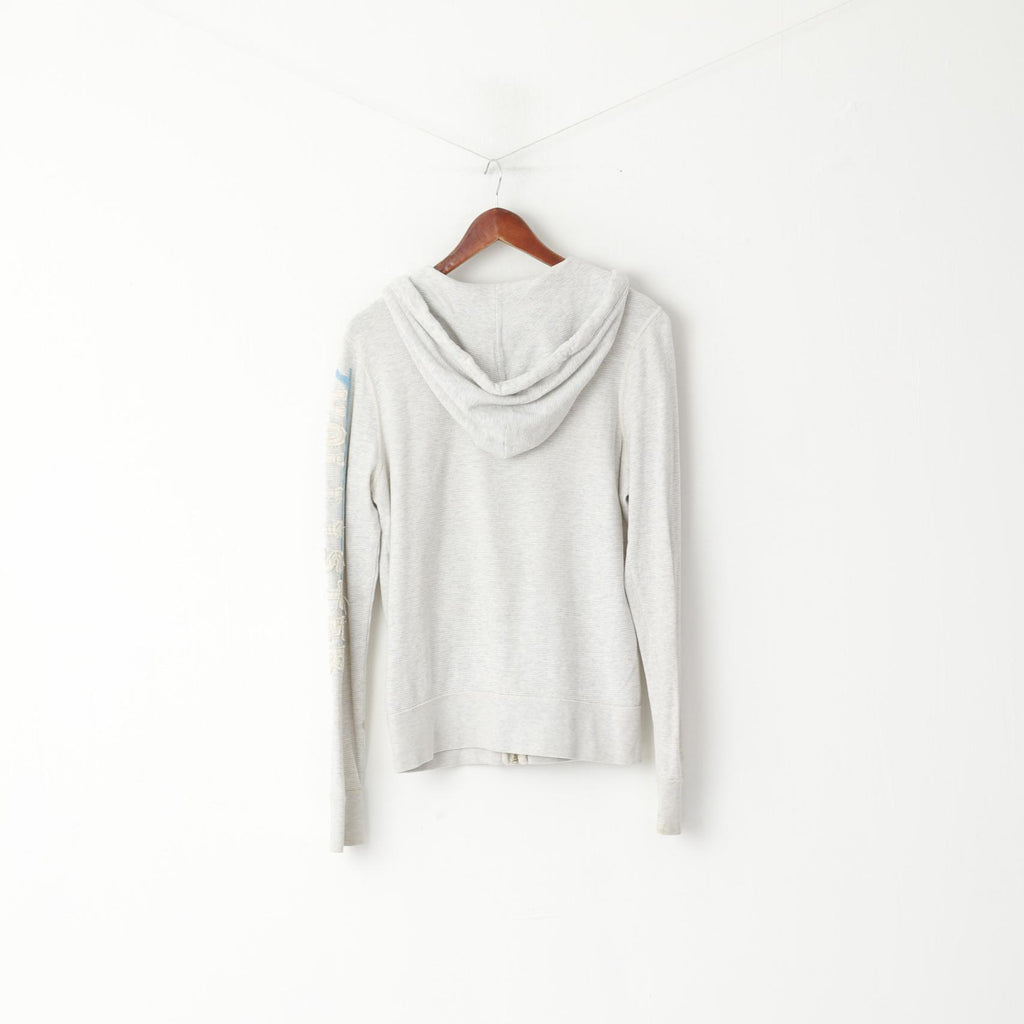 Hollister California Sweat-shirt à capuche en coton gris pour hommes, haut brodé avec fermeture éclair complète