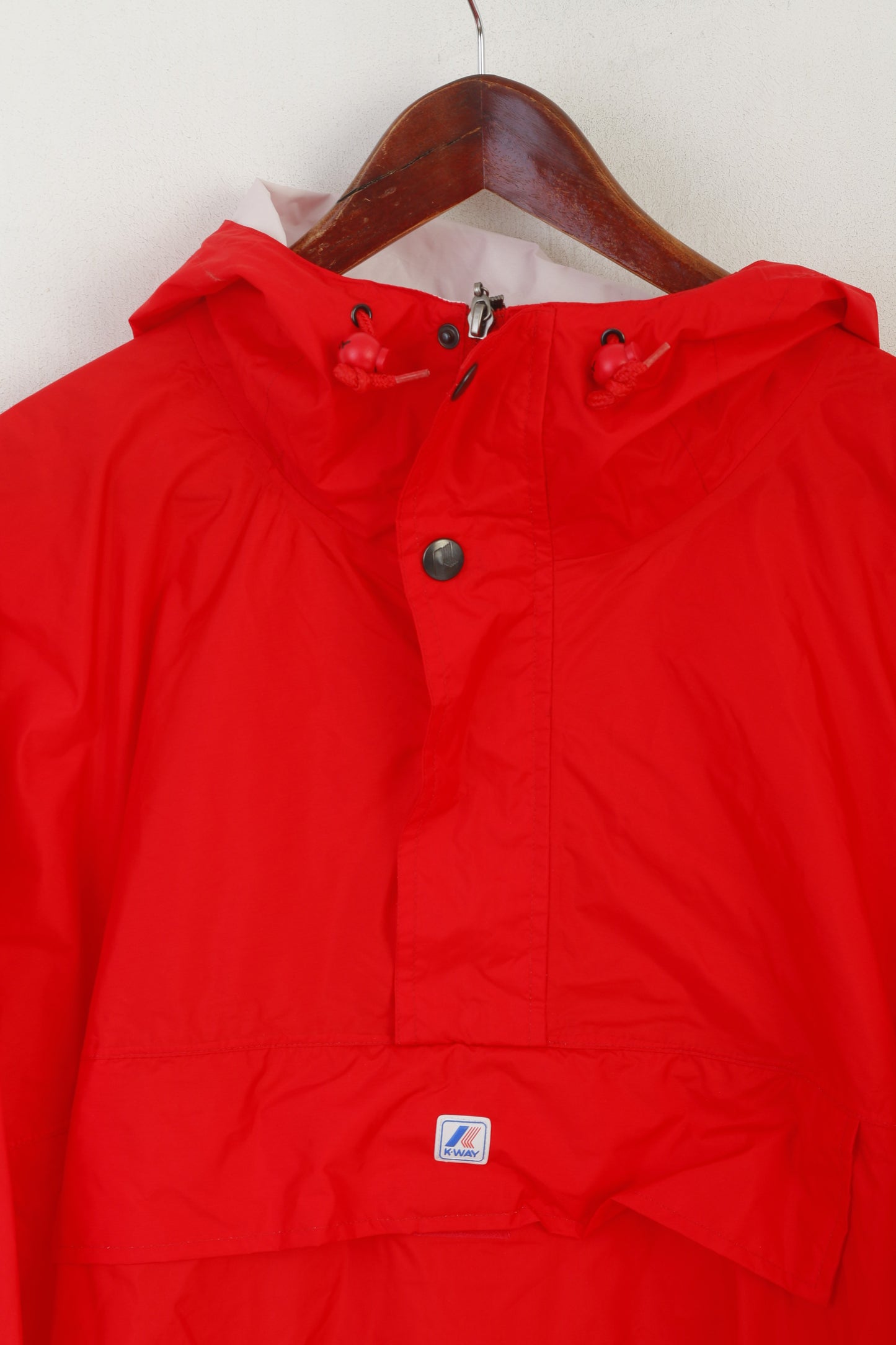 K-WAY Plus Men XXL Poncho Red Vintage Nylon Waterproof Hooded Raincoat Unisex