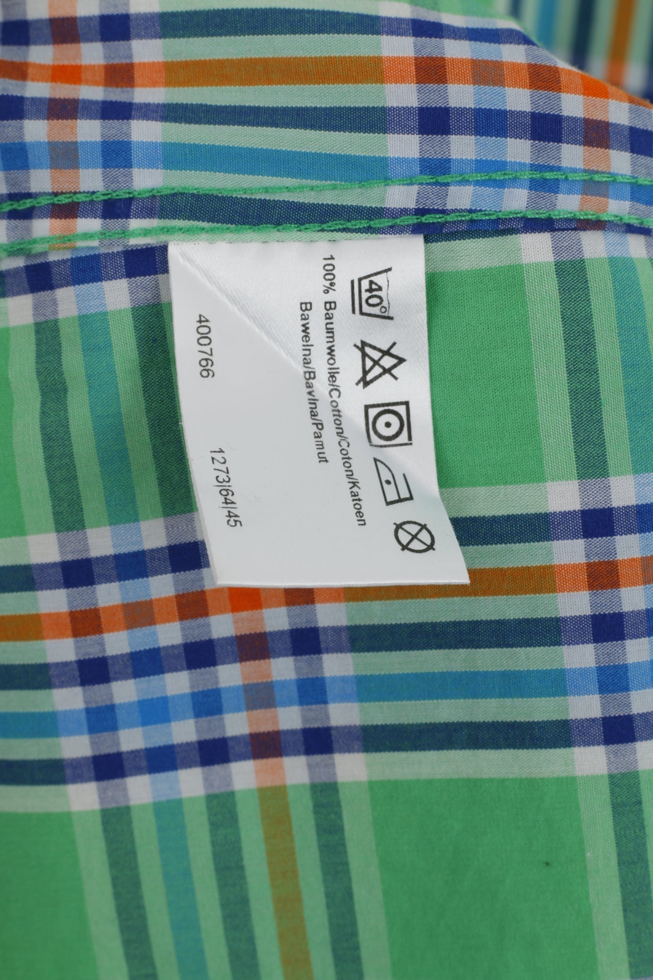 OLYMP Men L Casual Shirt Check Green Cotton Body Fit Level Five Long Sleeve Top