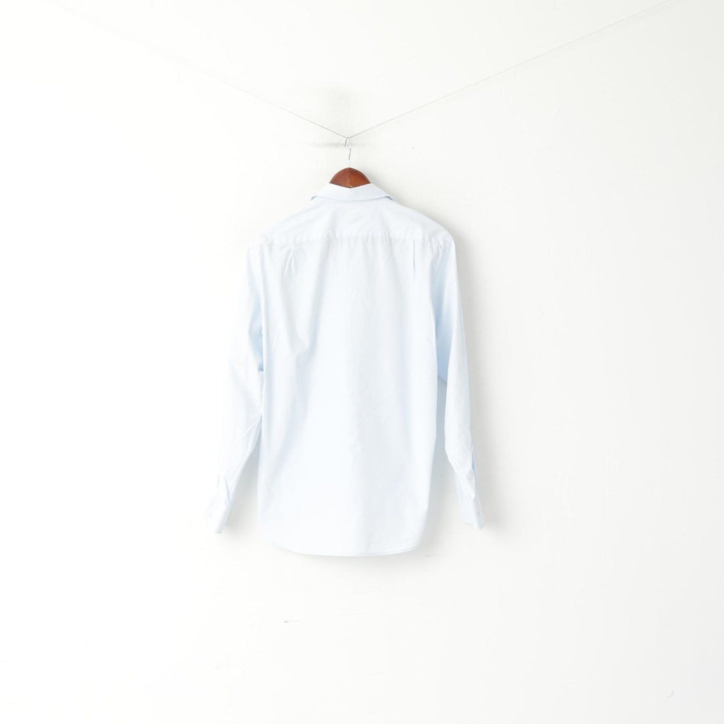Hugo Boss Men 39 15.5 L Casual Shirt Blue Cotton Long Sleeve Plain Top