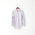 TM Lewin Hommes 16,5 34,5 XL Chemise décontractée Bleu Rose Carreaux Coupe Régulière Coton Haut à Manches Longues