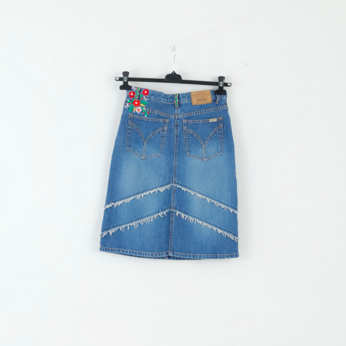 H&M Dubster Girls 158 13 Age Skirt Blue Jeans Cotton Folk Floral Denim