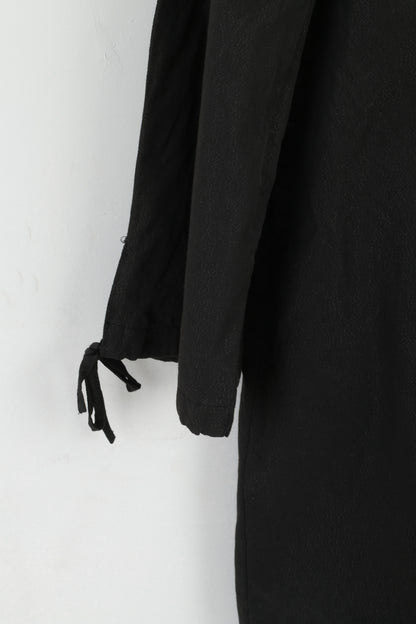 Cappotto da donna 16 42 luminoso misto cotone nylon nero leggero con cerniera intera Evan