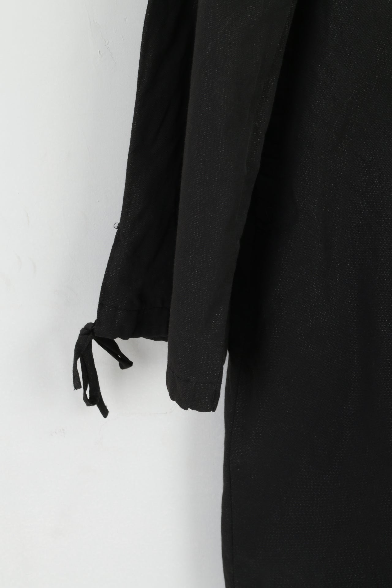 Femmes 16 42 Manteau Brillant Noir Coton Nylon Mélange Léger Fermeture Éclair Complète Evan