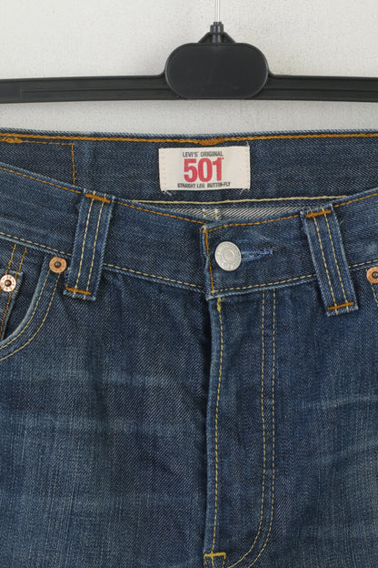 Levi's 501 Donna 30 Pantaloni Jeans Pantaloni in denim blu con gamba dritta e bottoni