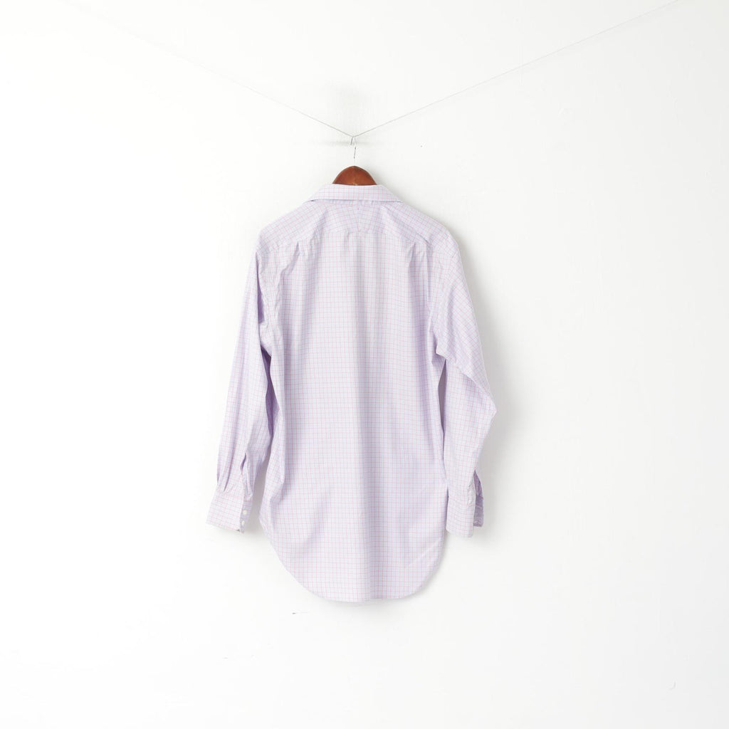 TM Lewin Hommes 16,5 34,5 XL Chemise décontractée Bleu Rose Carreaux Coupe Régulière Coton Haut à Manches Longues