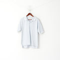 Pringle Scotland Men L Polo Shirt Light Blue Cotton Detailed Buttons Plain Top