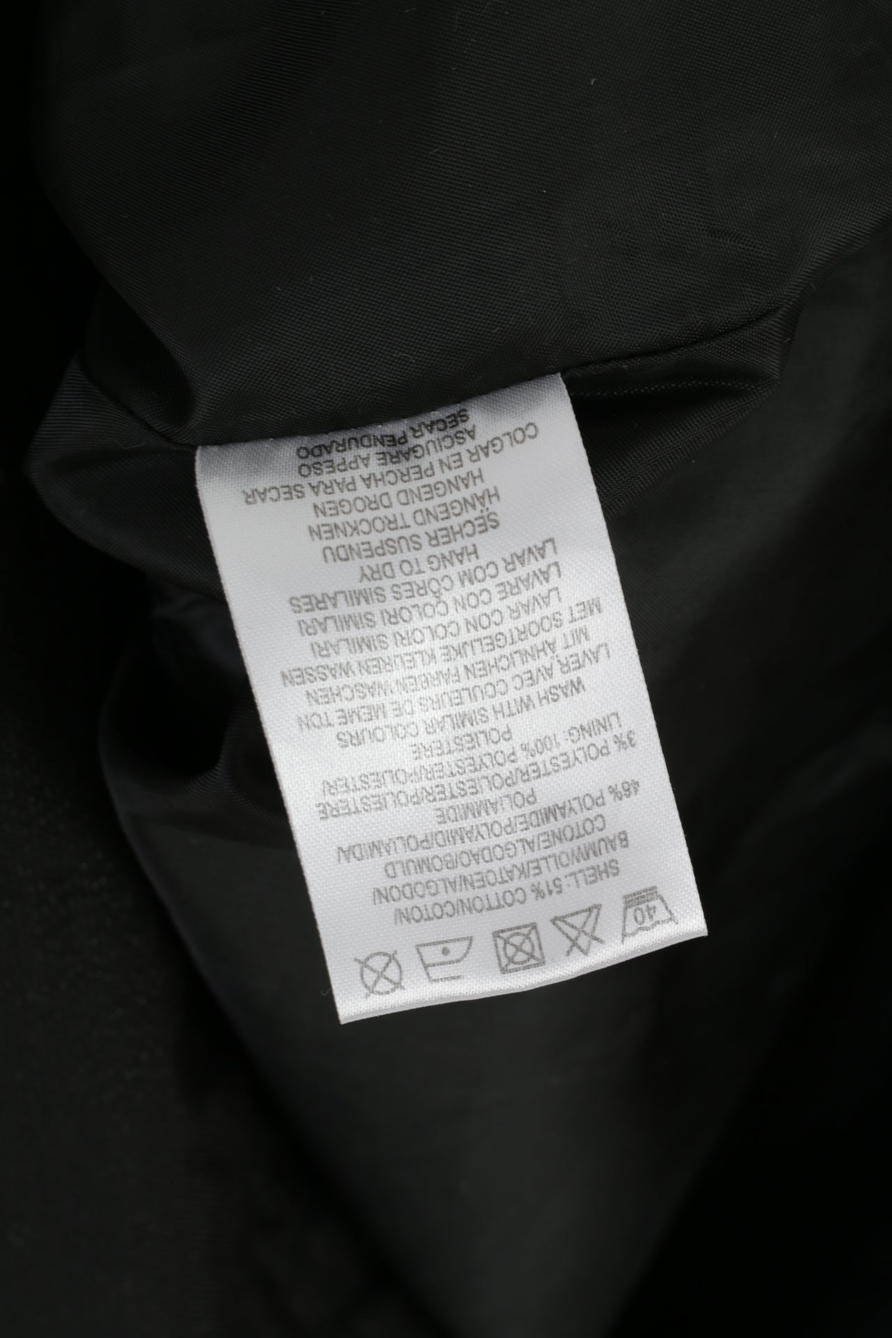 Femmes 16 42 Manteau Brillant Noir Coton Nylon Mélange Léger Fermeture Éclair Complète Evan