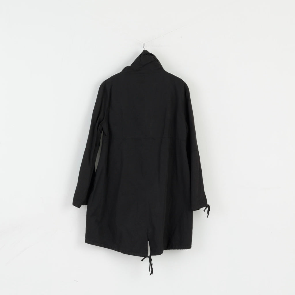 Femmes 16 42 Manteau Brillant Noir Coton Nylon Mélange Léger Fermeture Éclair Complète Evan