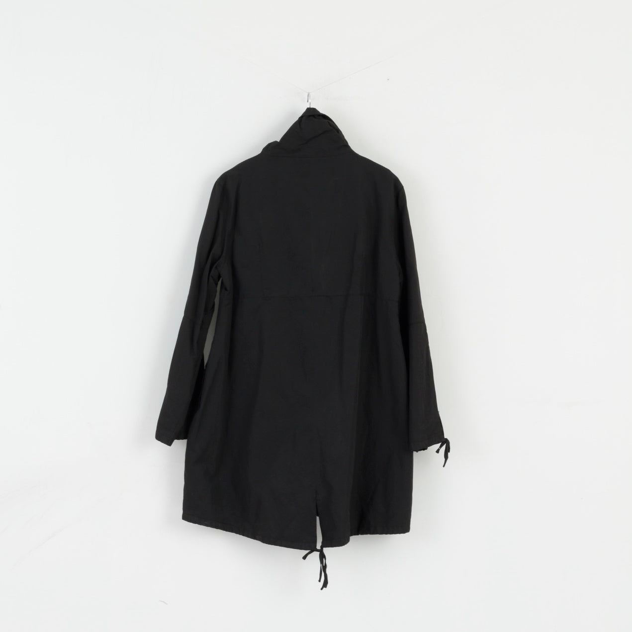 Femmes 16 42 Manteau Brillant Noir Coton Nylon Mélange Léger Fermeture Éclair Complète Evan
