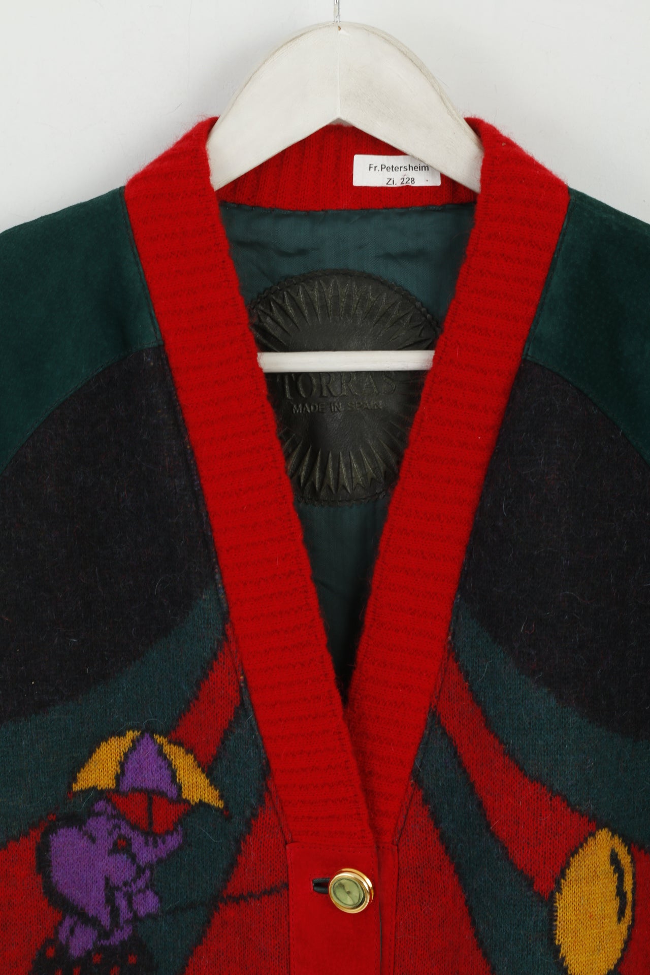 Torras Women 46 XL Jacket Vintage Green Wool Gold Buttons Spain Top