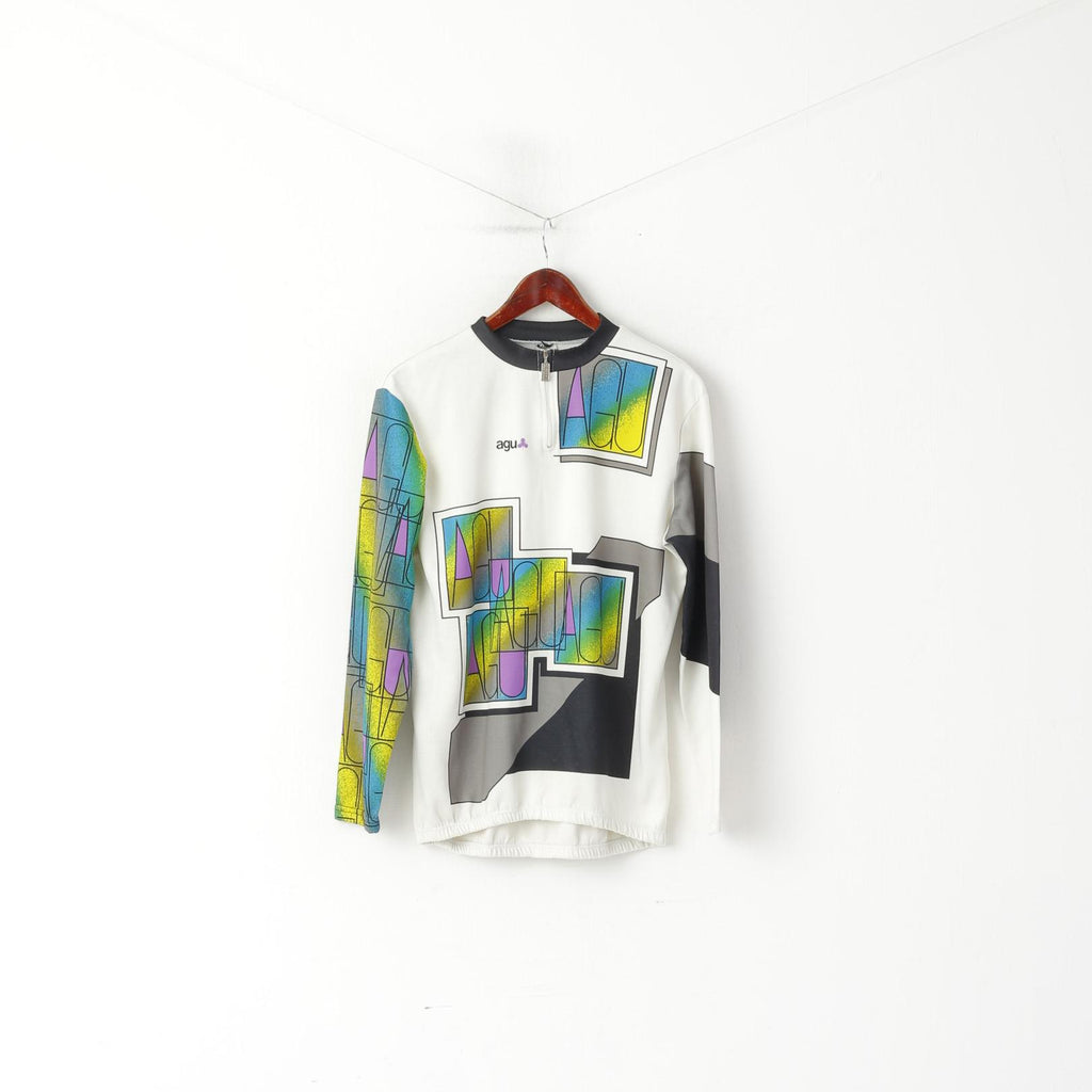 Agu Sport Men 8 L Cycling Shirt Cream Vintage Bike Cotton Long Sleeve Italy Top