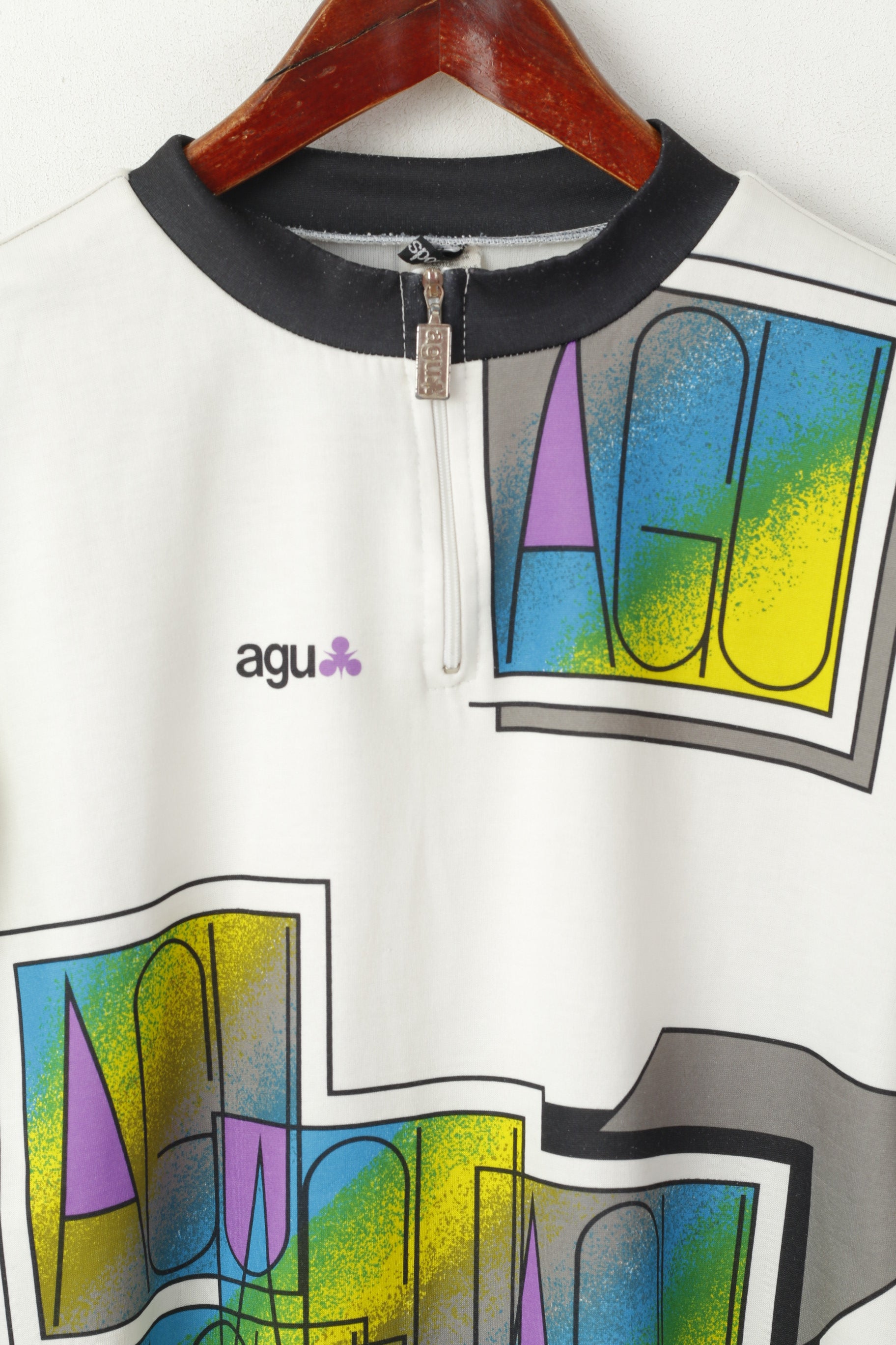 Agu Sport Men 8 L Cycling Shirt Cream Vintage Bike Cotton Long Sleeve Italy Top