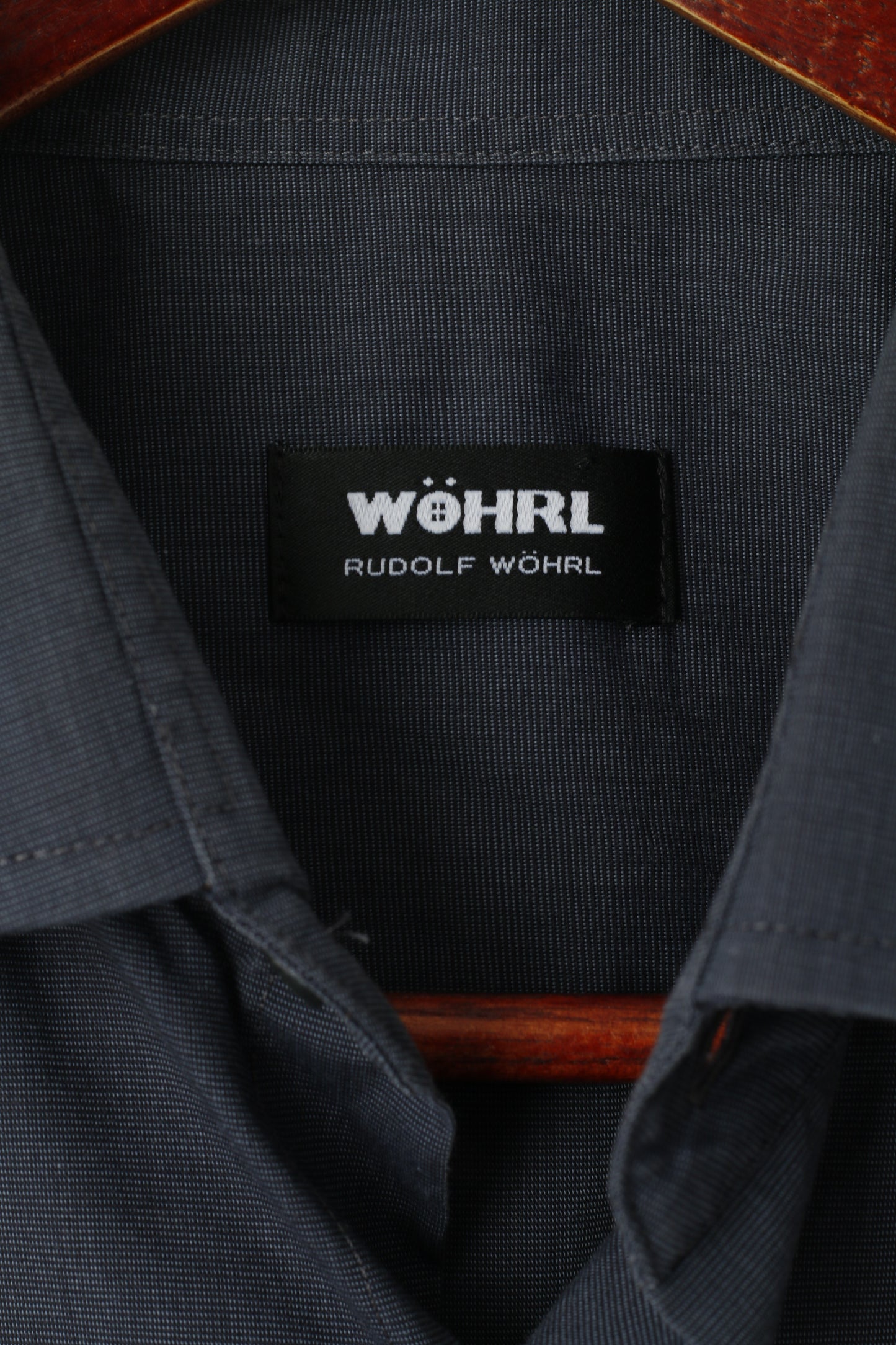 Rudolf WOHRL Uomo 39 M Camicia casual Top con taschino a maniche lunghe in cotone blu scuro