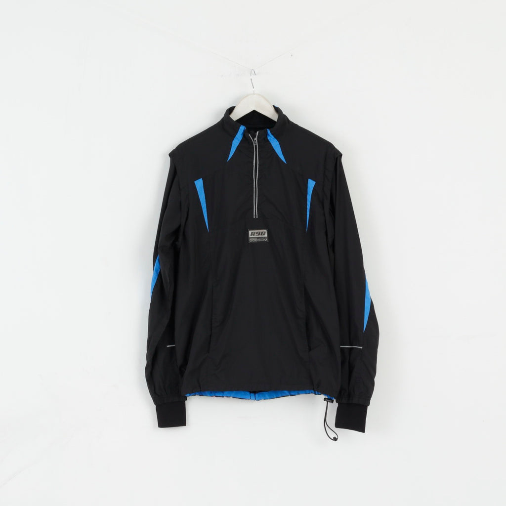 Dobsom Men M Run Jacket Black Zip Neck ReflectiveRemovable Sleeve Top