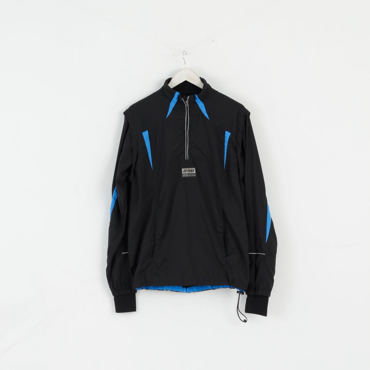 Dobsom Men M Run Jacket Black Zip Neck ReflectiveRemovable Sleeve Top