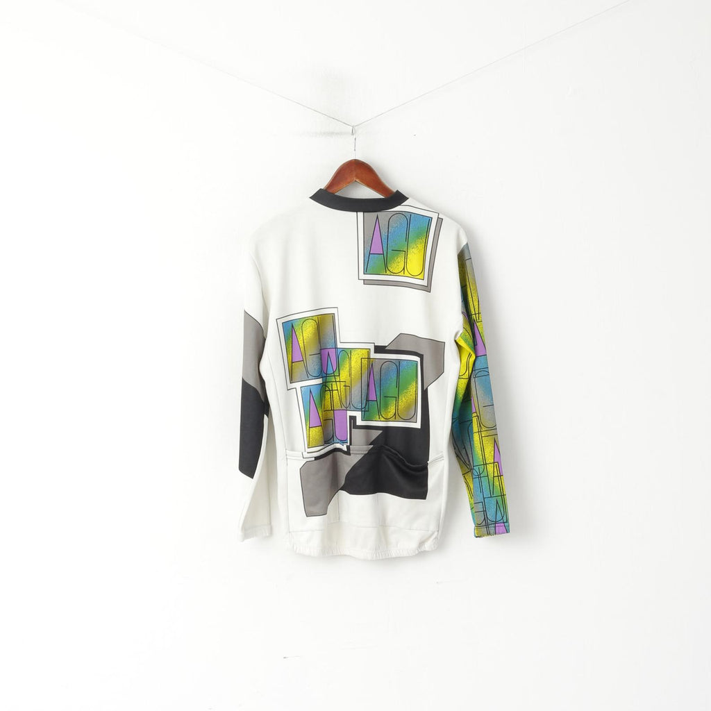 Agu Sport Men 8 L Cycling Shirt Cream Vintage Bike Cotton Long Sleeve Italy Top