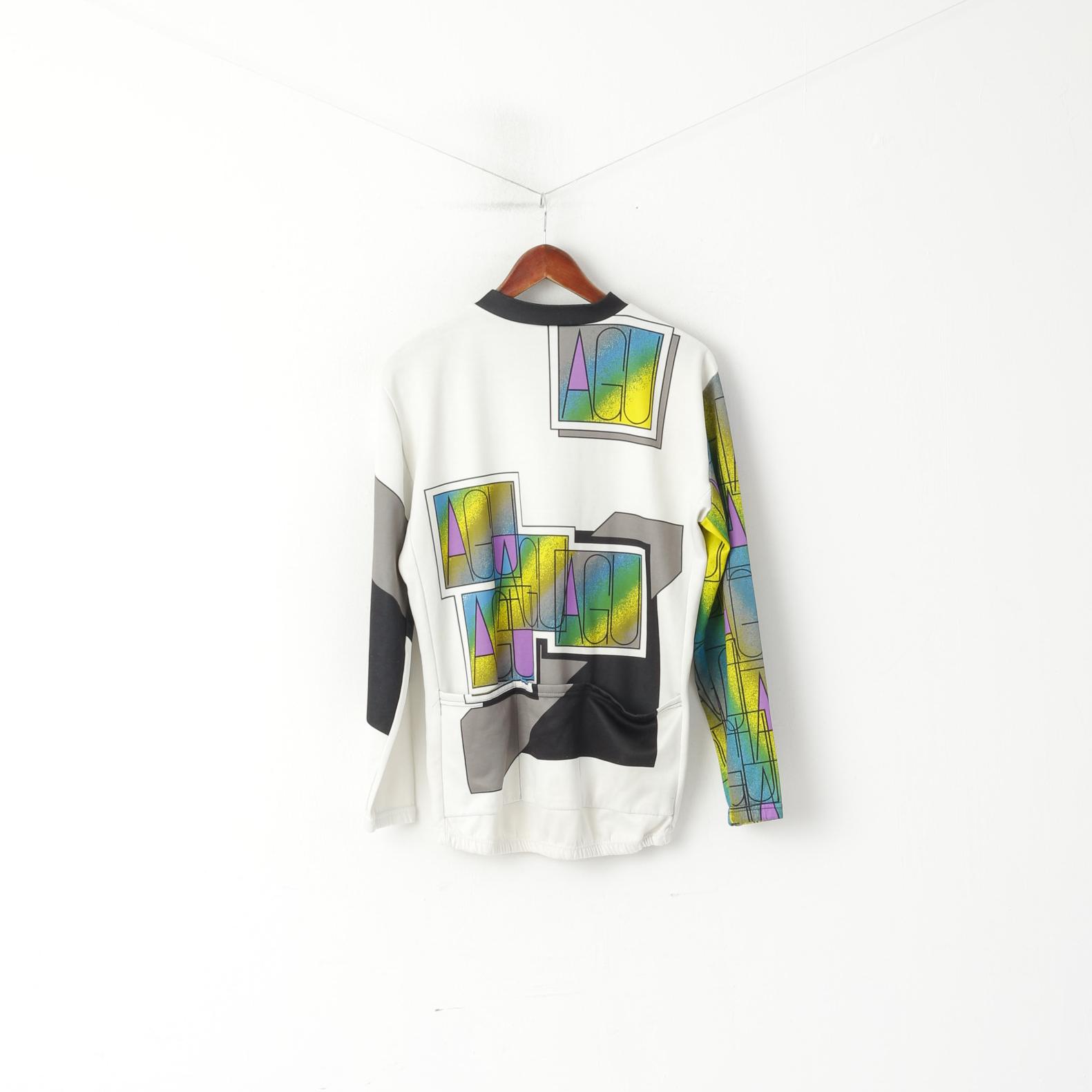 Agu Sport Men 8 L Cycling Shirt Cream Vintage Bike Cotton Long Sleeve Italy Top