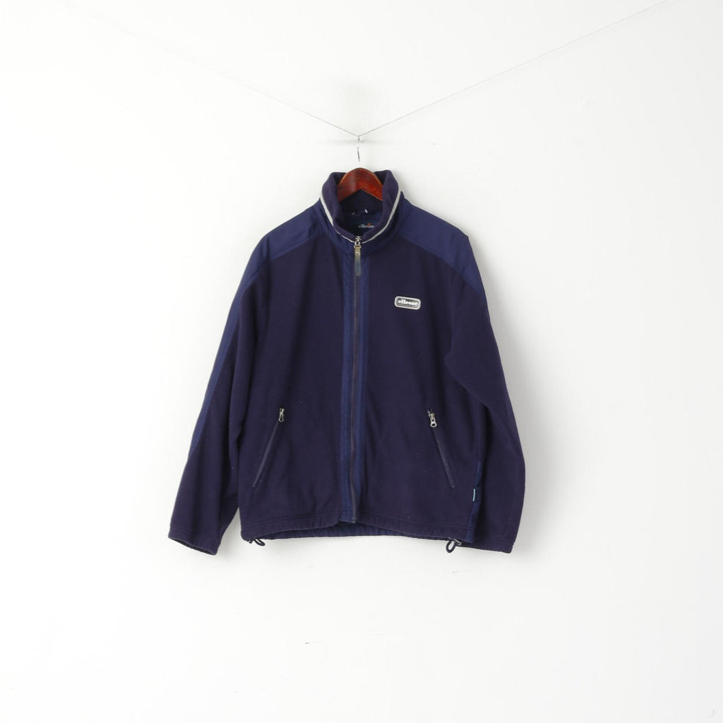Ellesse Hommes M Veste Polaire Violet Fermeture Éclair Complète Sportswear Vintage Sweatshirt Top