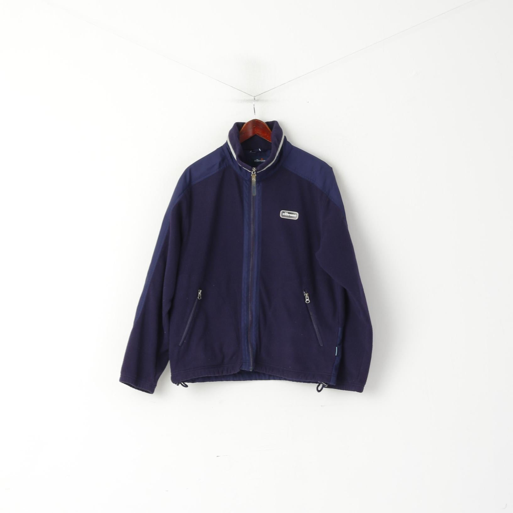 Ellesse Hommes M Veste Polaire Violet Fermeture Éclair Complète Sportswear Vintage Sweatshirt Top