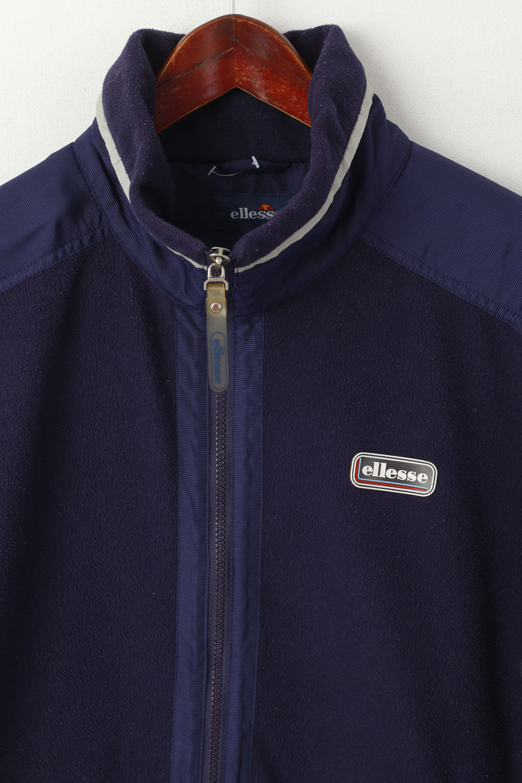 Ellesse Hommes M Veste Polaire Violet Fermeture Éclair Complète Sportswear Vintage Sweatshirt Top