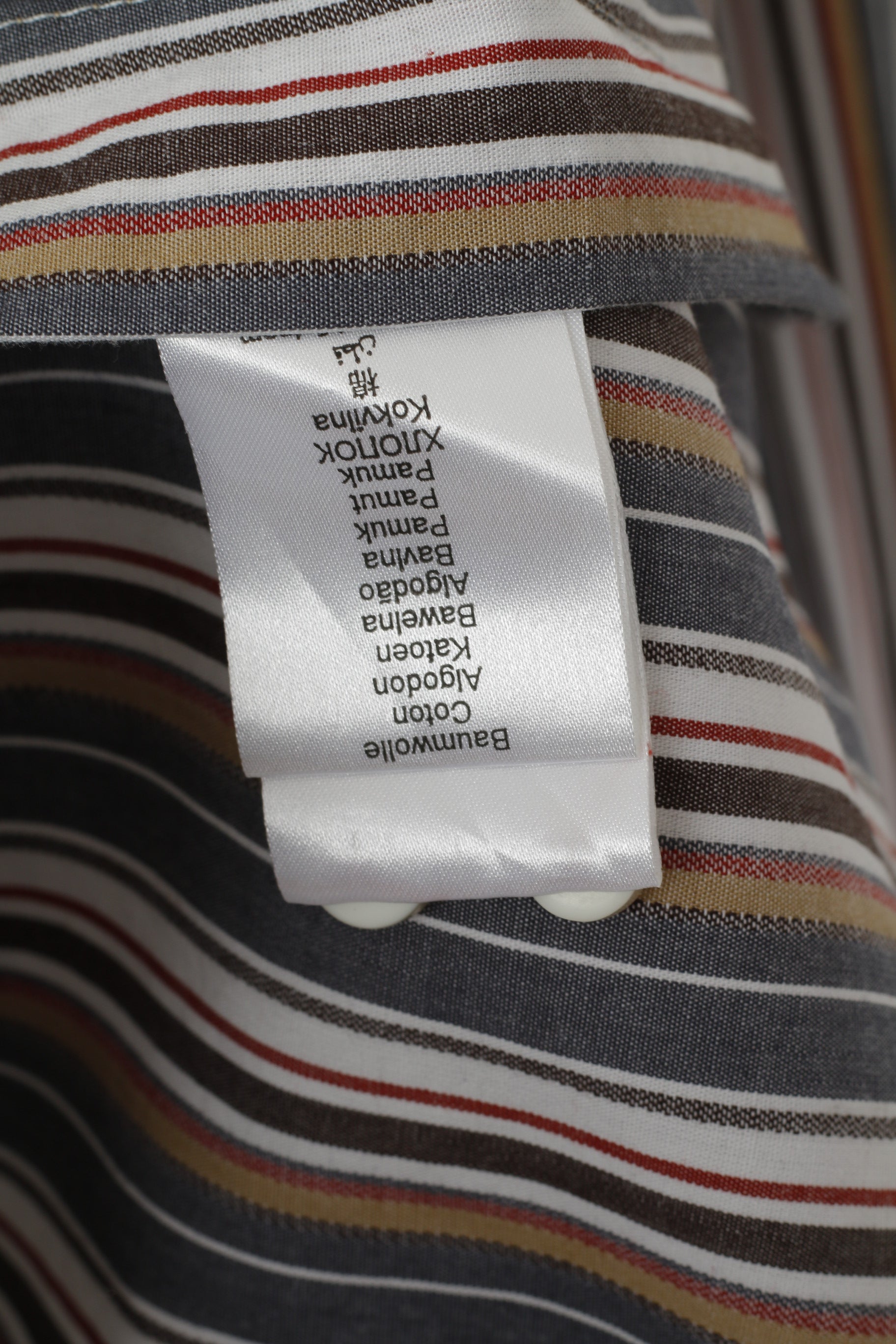 Camel Active Men L Casual Shirt Grey Striped Button Down Collar Long Sleeve Top