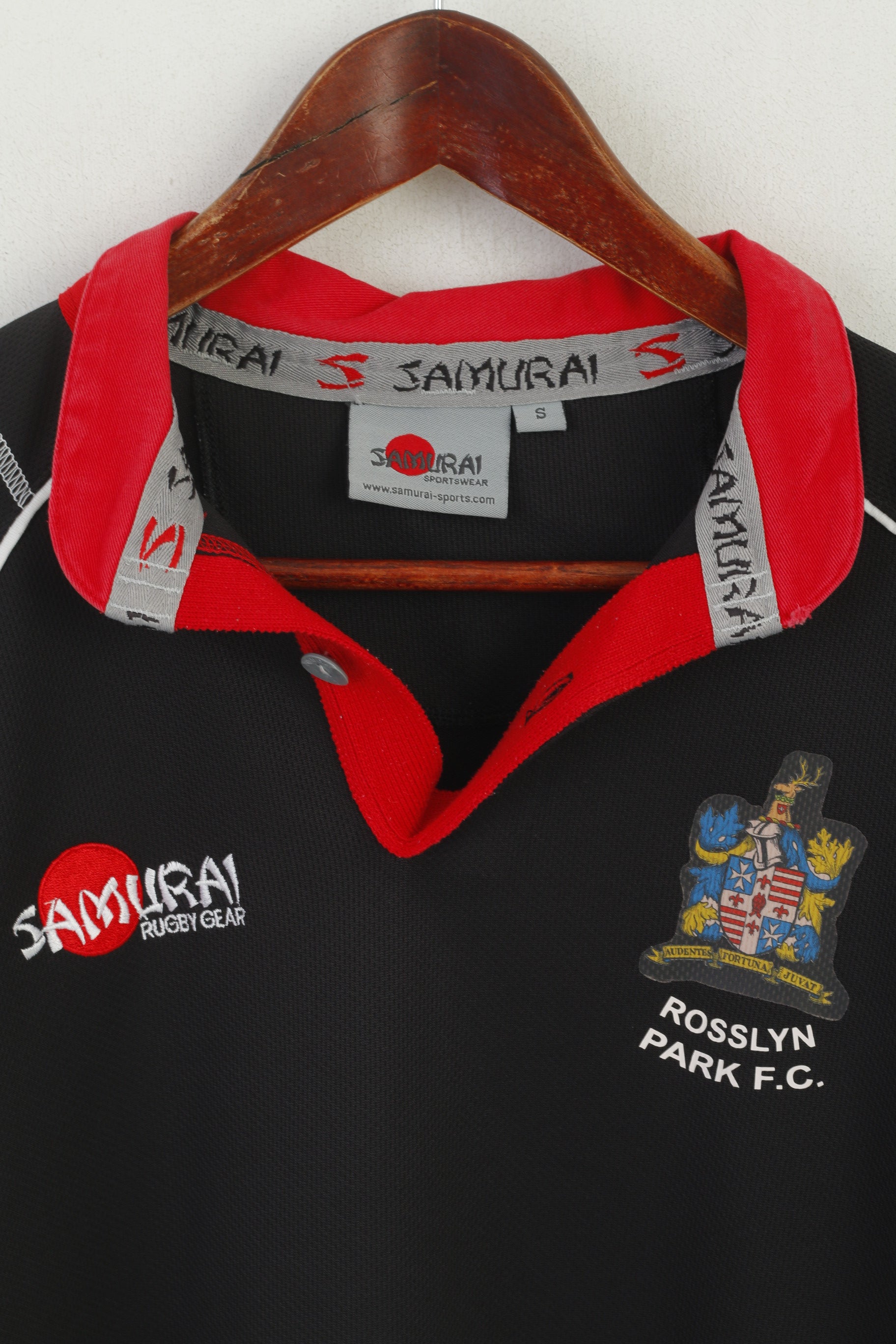 Samouraï homme S chemise noir Rugby Rosslyn Park FC Londres maillot Vintage haut