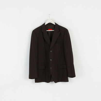 Hugo Boss Men 42R 52 Blazer Brown Wool Elasthan Single Breasted Jacket