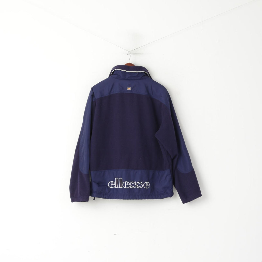 Ellesse Hommes M Veste Polaire Violet Fermeture Éclair Complète Sportswear Vintage Sweatshirt Top