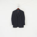 Austin Reed Men 42 Short Blazer Navy Check Wool Single Berasted Jacket
