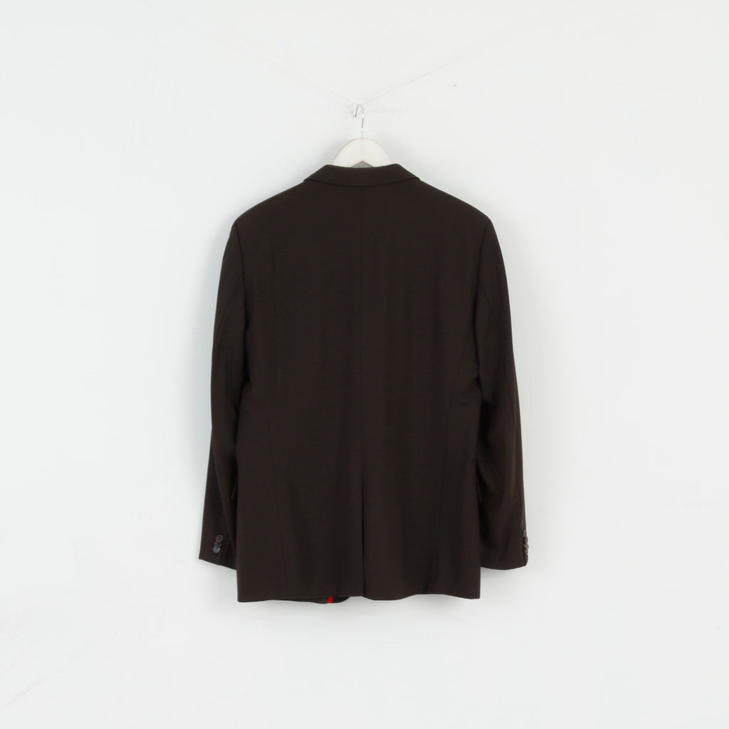 Hugo Boss Uomo 42R 52 Blazer Giacca monopetto in lana marrone elastan