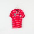 Tommy Hilfiger Men L Polo Shirt Amaranth Striped Slim Fit Cotton Stretch Top