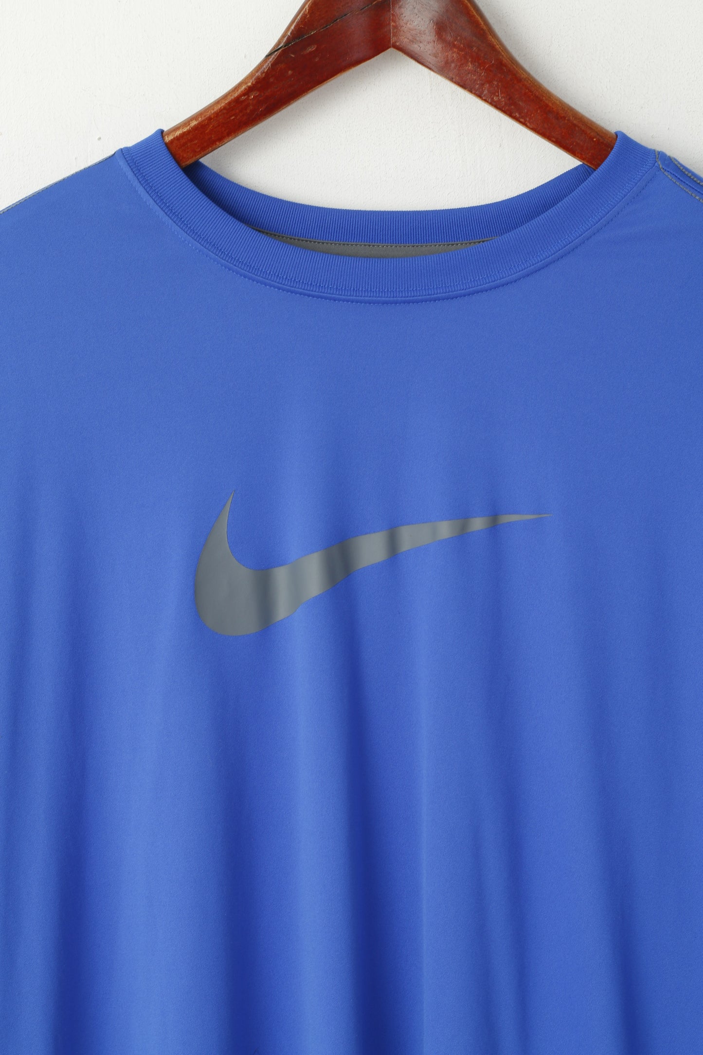 Nike Homme XXL Chemise Bleu Dri-Fit Logo Activewear Football Sport Haut