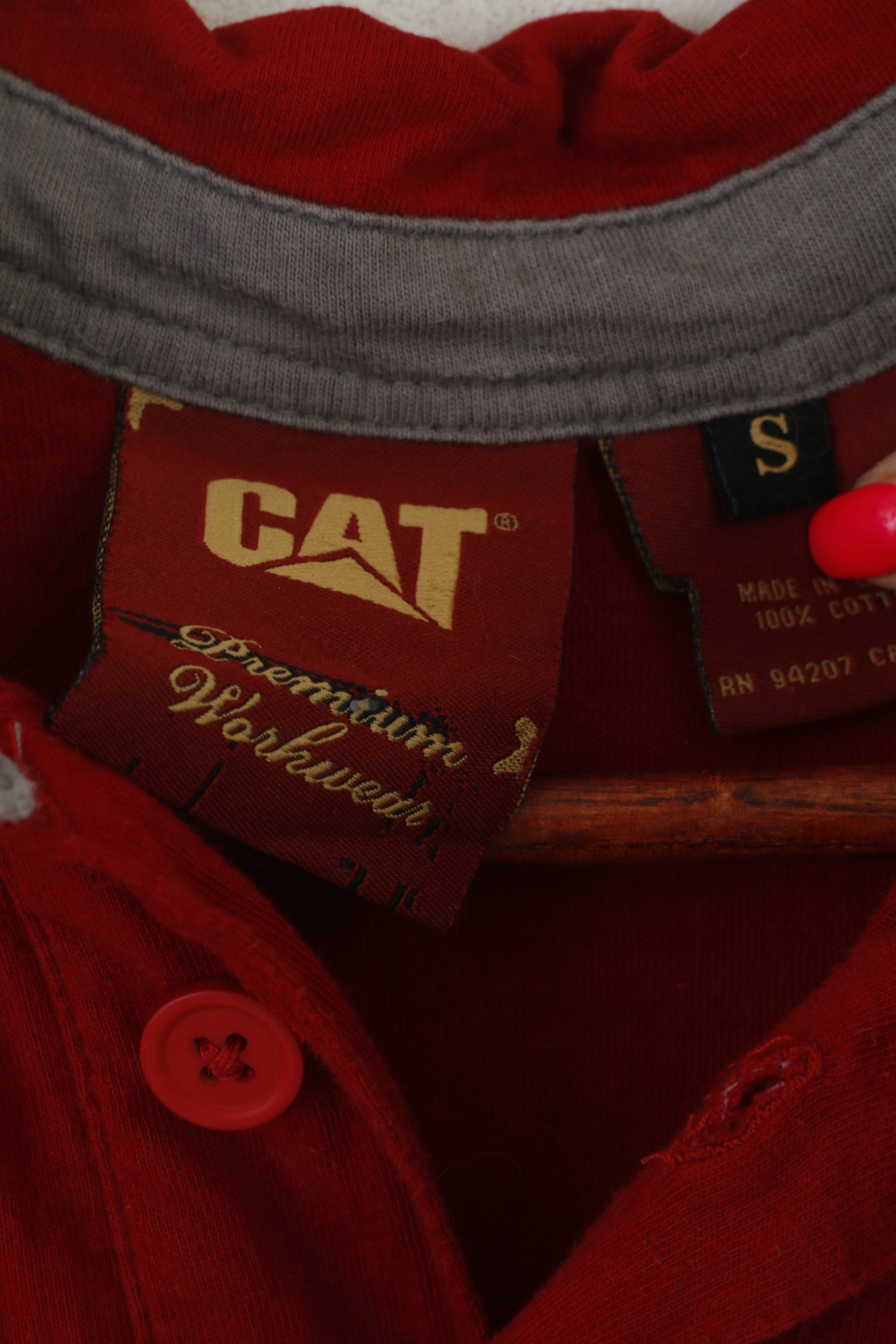 CAT Caterpillar Men S Polo Shirt Red Cotton Premium Workwear Pocket Top
