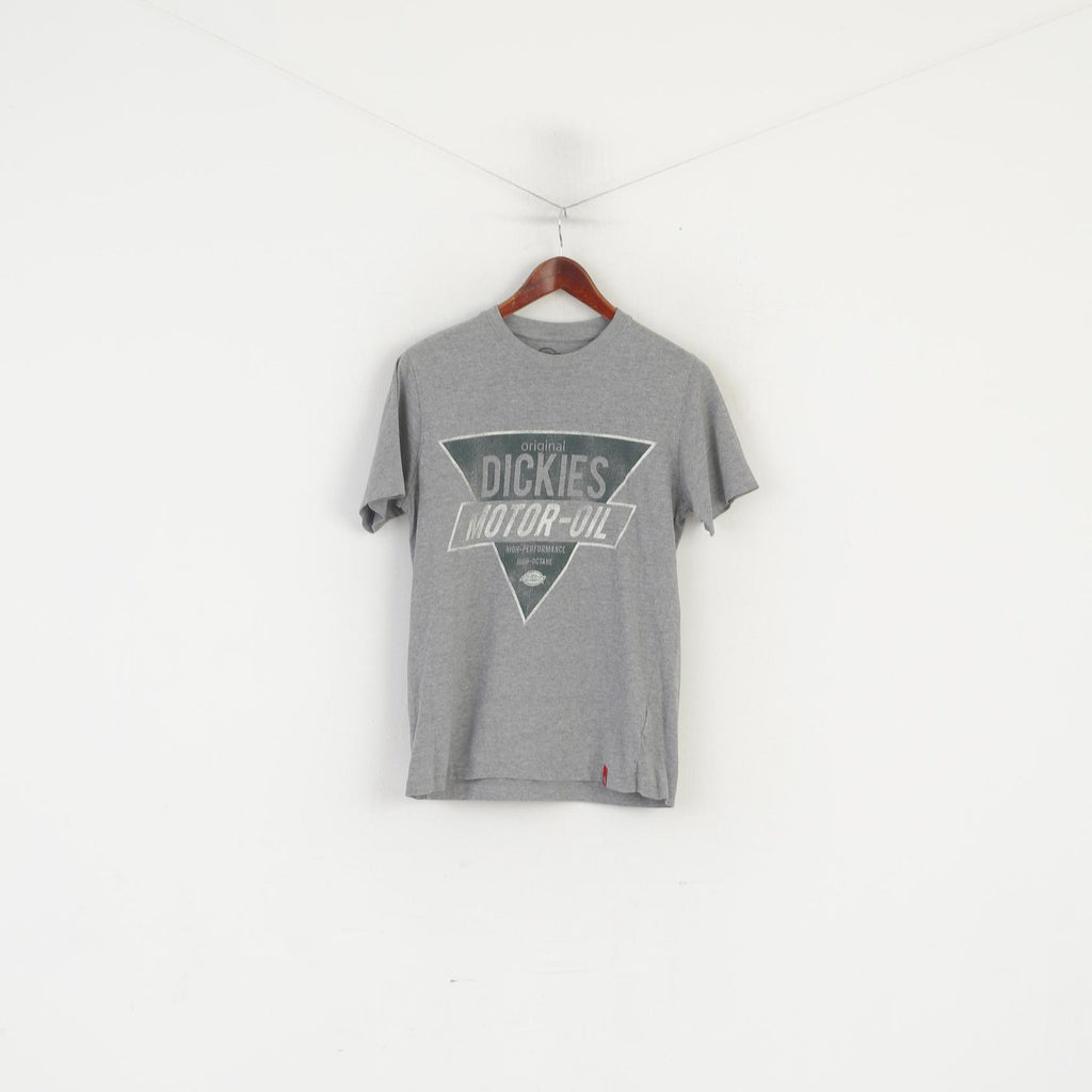 Dickies Hommes S (XS) Chemise Gris Coton Graphique Huile Moteur Haut Octane Haut Vintage