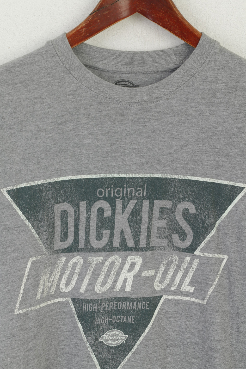 Dickies Hommes S (XS) Chemise Gris Coton Graphique Huile Moteur Haut Octane Haut Vintage