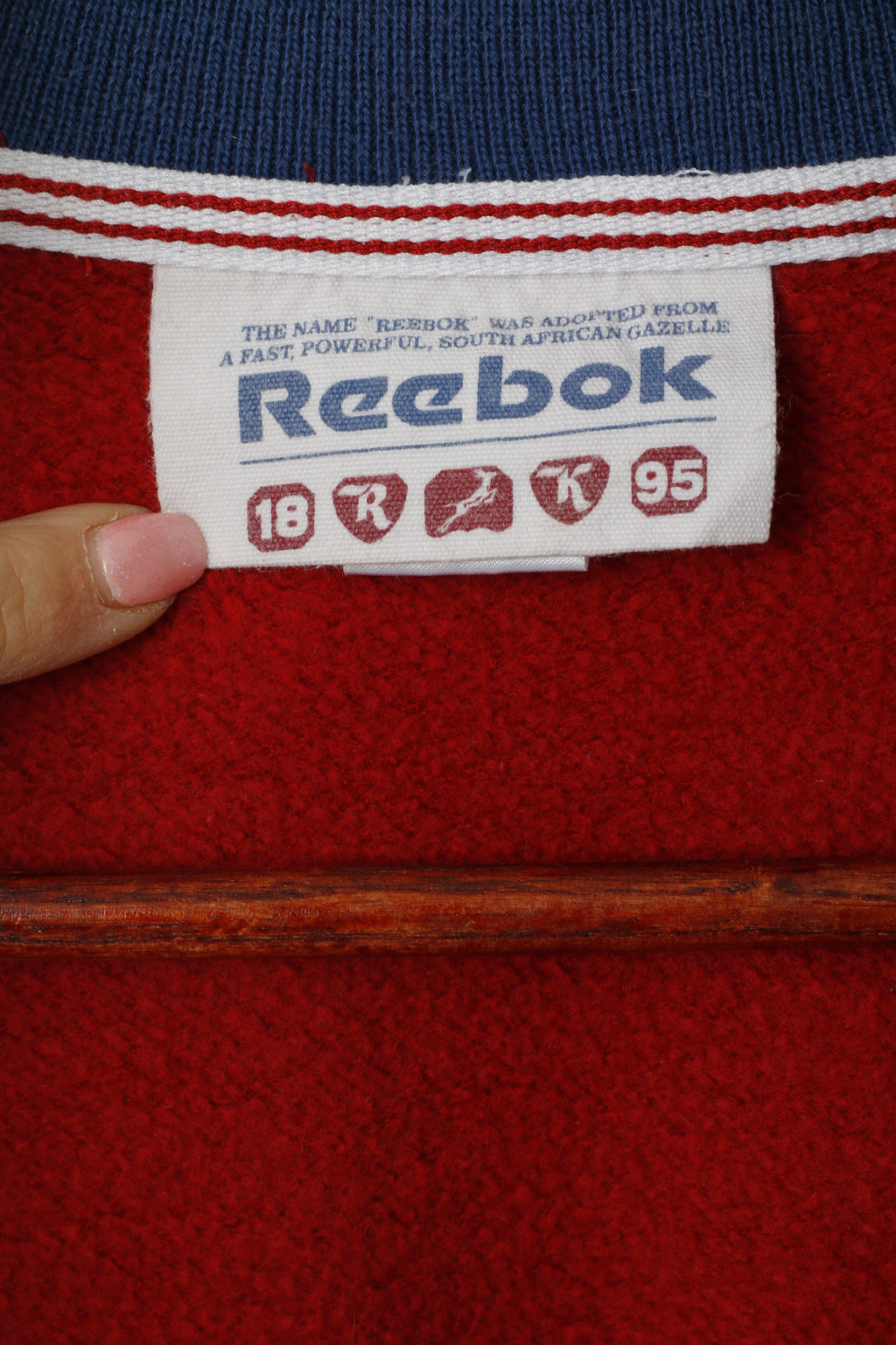 Reebok Men M Sweatshirt Rouge Vintage Full Zipper 90s Logo Classic Top