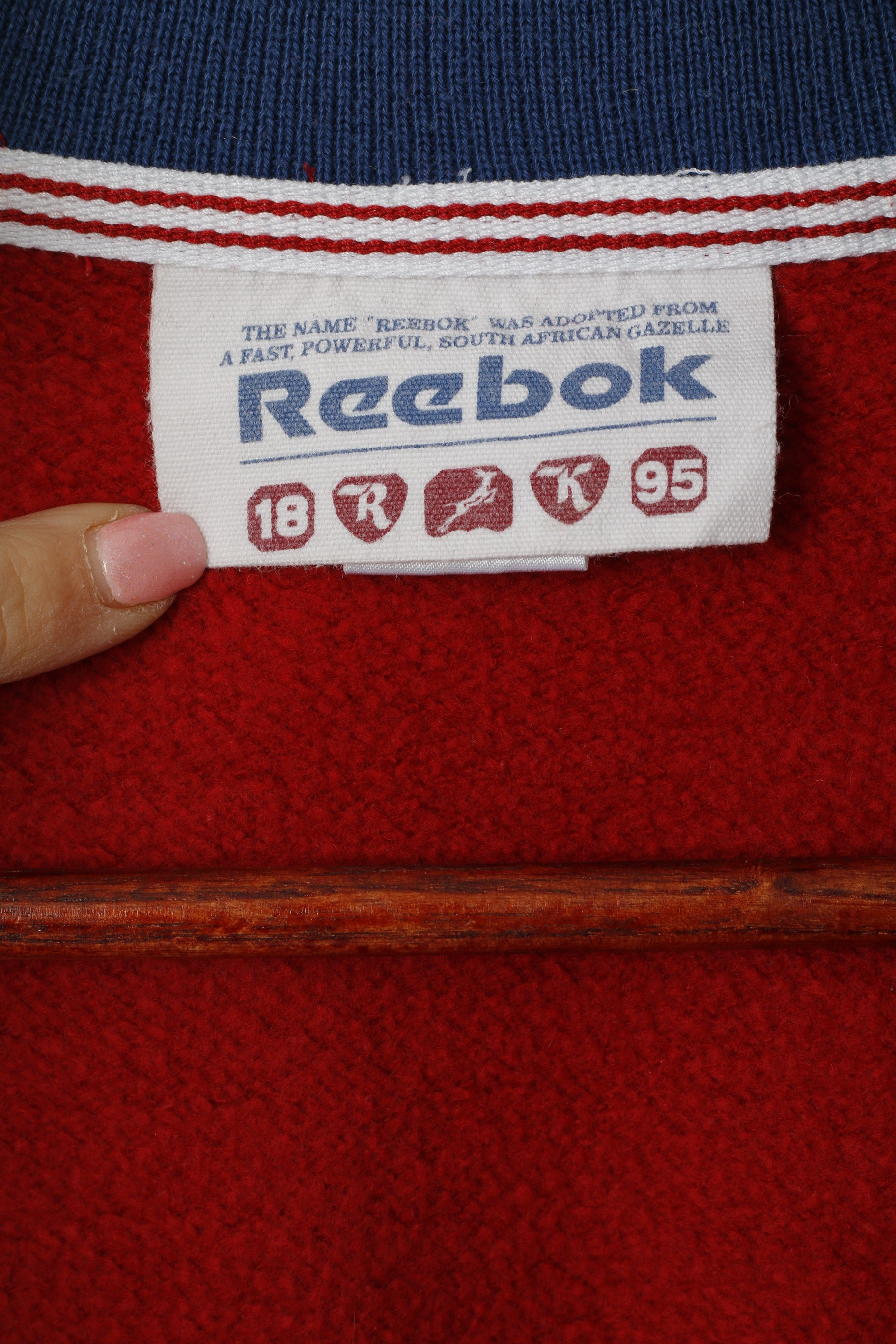 Reebok Men M Sweatshirt Rouge Vintage Full Zipper 90s Logo Classic Top