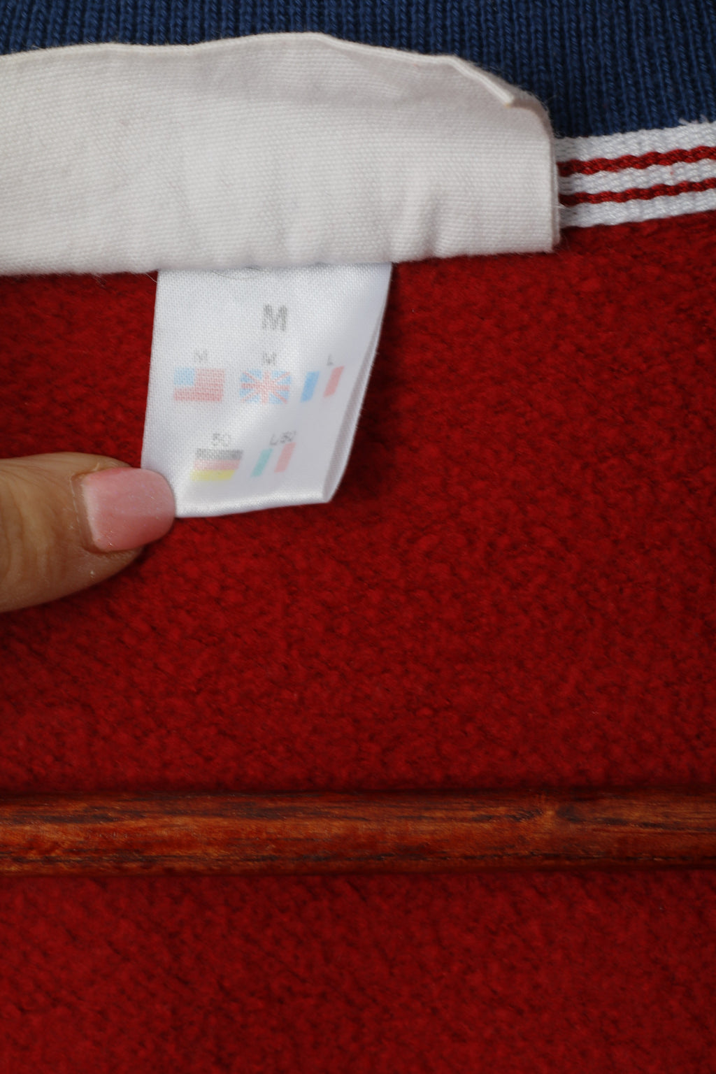 Reebok Men M Sweatshirt Rouge Vintage Full Zipper 90s Logo Classic Top