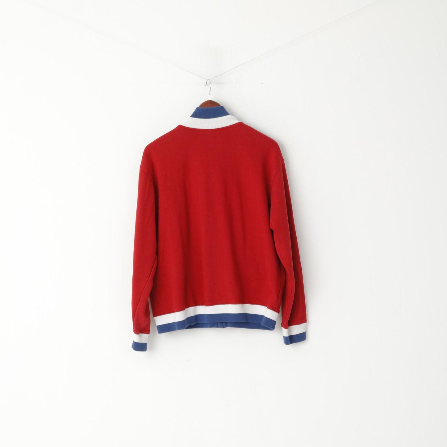 Reebok Men M Sweatshirt Red Vintage Full Zipper 90s Logo Classic Top