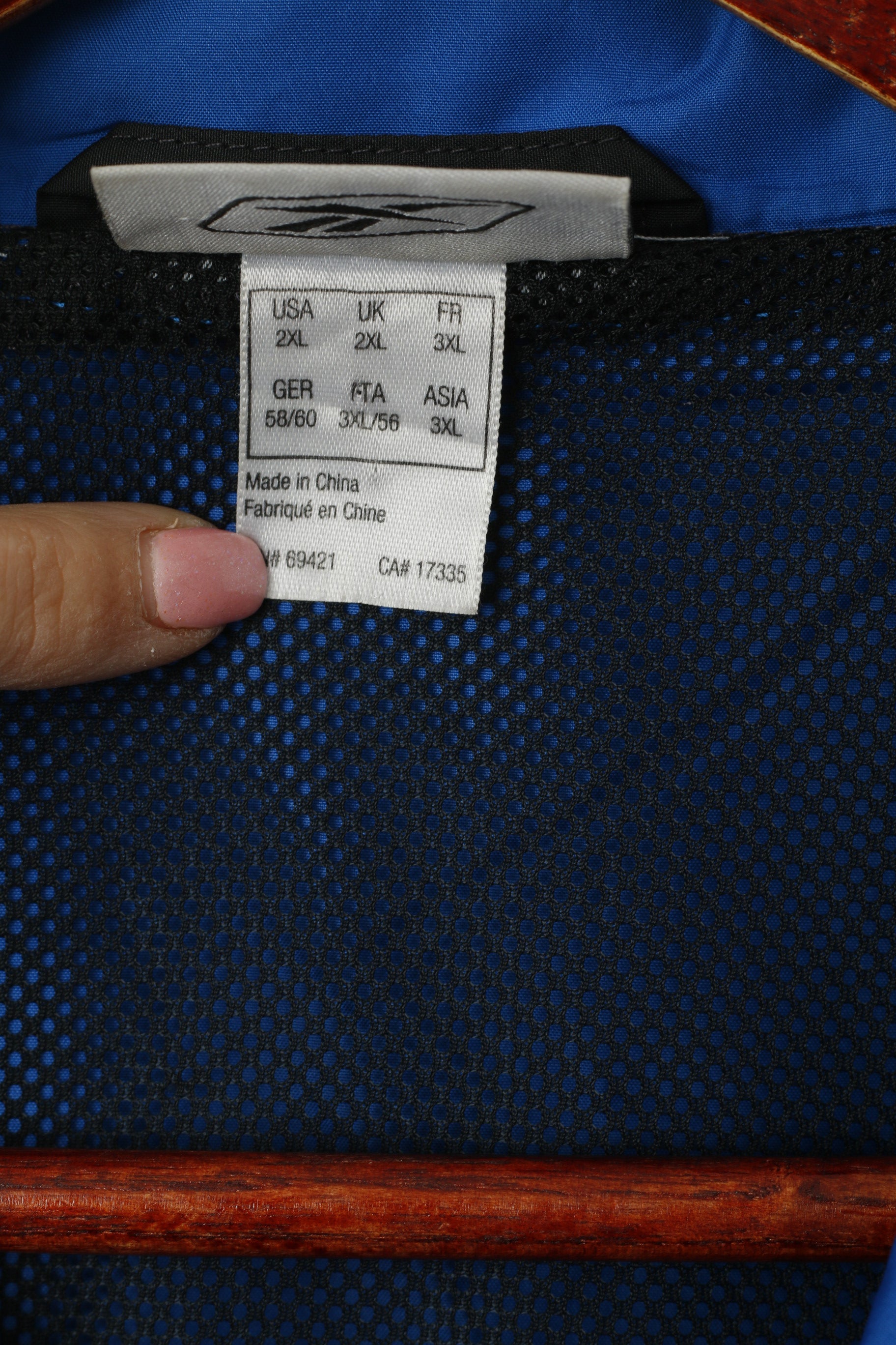 Giacca Reebok da uomo 2XL nera leggera con cerniera intera sportiva casual