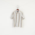 Henri Lloyd Men XL (L) Casual Shirt Beige Cotton Striped Detailed Buttons Retro Top