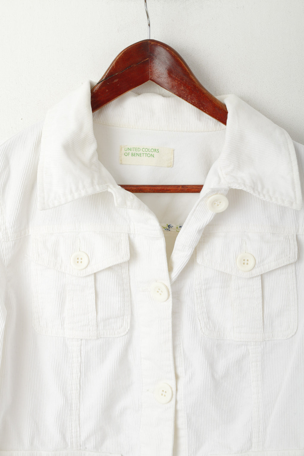 United Colors Of Benetton Donna 44 M Giacca Top classico in cotone di velluto a coste color crema