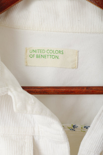 United Colors Of Benetton Women 44 M Jacket Cream Corduroy Cotton Classic Top