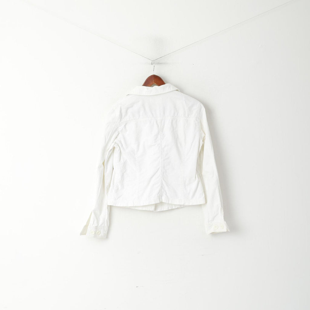 United Colors Of Benetton Donna 44 M Giacca Top classico in cotone di velluto a coste color crema