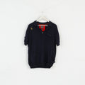 Luke 1977 Men XL Polo Shirt Navy Jumper Cotton Detailed Buttons Stretch Top