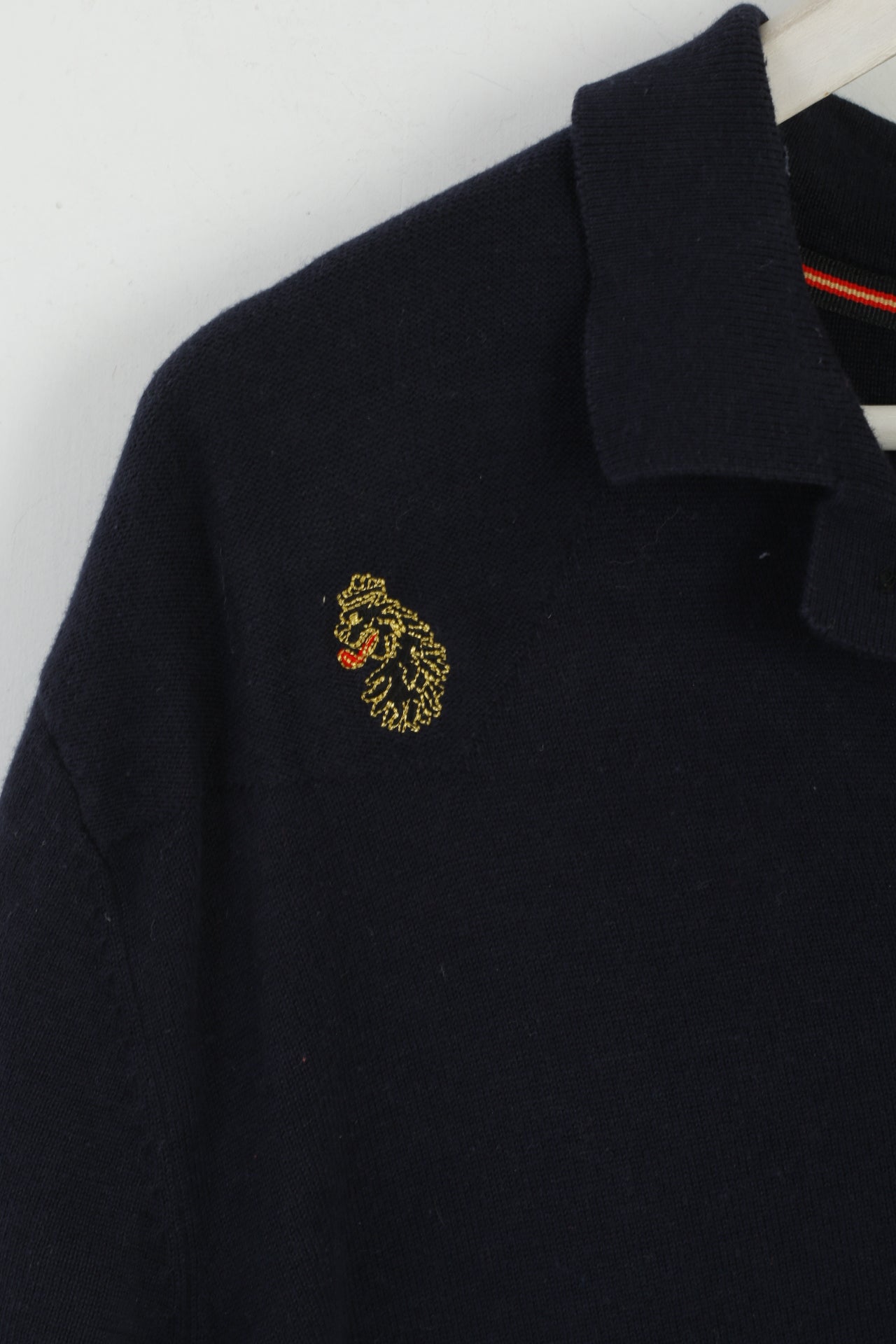 Luke 1977 Polo XL pour homme en coton bleu marine avec boutons détaillés et haut extensible